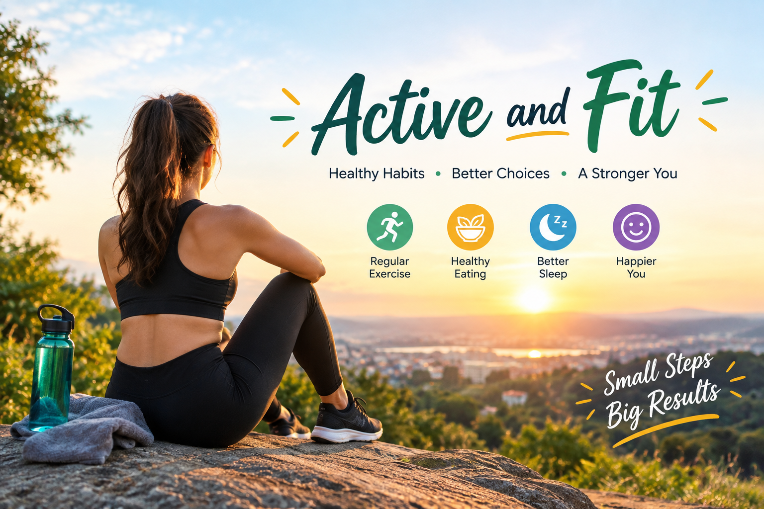 Active and fit lifestyle with regular exercise and healthy habits