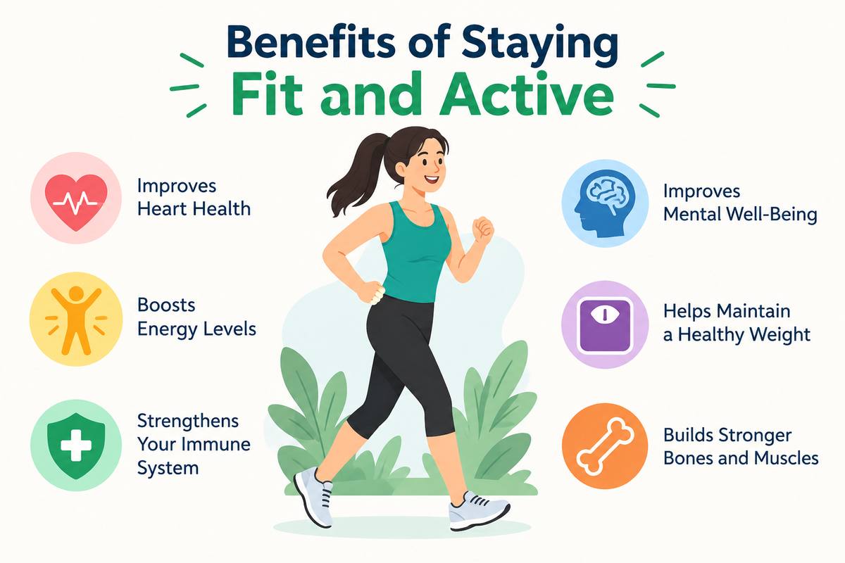Benefits of staying fit and active with regular exercise and healthy habits