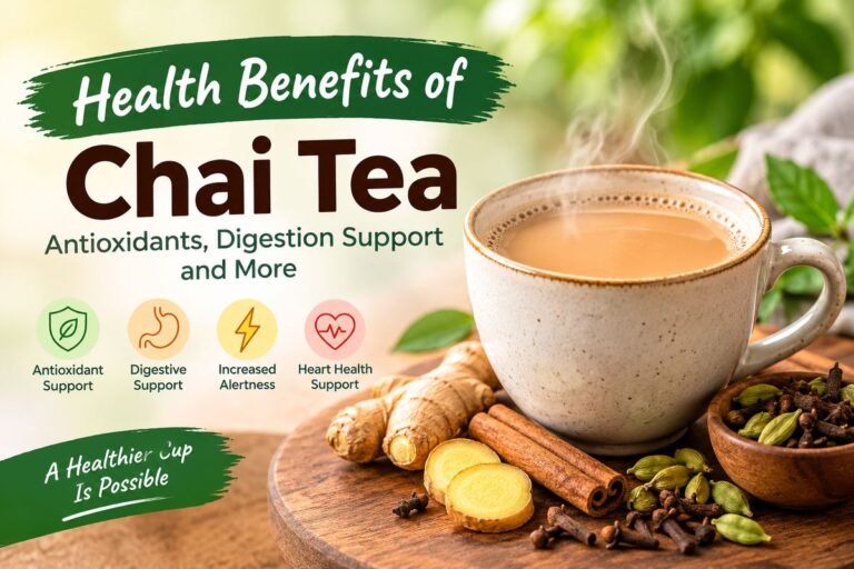 A cup of chai tea with ginger, cinnamon, cardamom, and cloves.