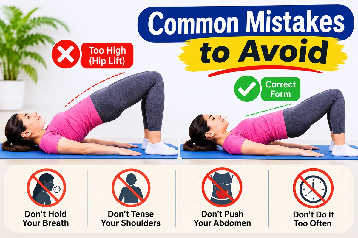 Common mistakes and correct form during a pelvic bridge exercise